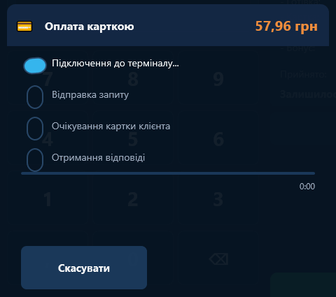 Хід операції на банківському терміналі Хід операції на банківському терміналі